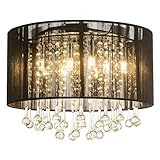 GLOBO LIGHTING LED Decken Hänge Leuchte Glas Kristall Wohn Zimmer Pendel Lampe Seide schwarz