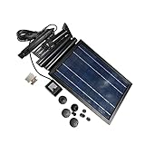 budiniao Solarbrunnenpumpe im Freien, wasserdicht, drehbar, verbessertes 5,5 V, 4 Düsen, dekorativer Teich, Garten, Hinterhof, Aquarium, Wie Gezeigt