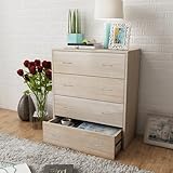 LAPOOH Kommode mit 4 Schubladen 60×30,5×71 cm Eichenbraun, Kommoden & Sideboards, Komodenschrank, Sideboard Schlafzimmer, Schlafzimmermöbel - 242544