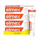 elmex Zahnpasta Kariesschutz 4x75ml – medizinische Zahnreinigung für hochwirksamen Kariesschutz – bietet zweifach aktives Kalzium-Fluorid Schutzschild für widerstandsfähige Zähne