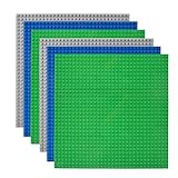 Lekebaby 6 Platten-Set Bauplatte Kompatibel mit Meisten Marken, 25 * 25cm, Grüne Blaue Graue Grundplatte