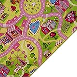 rg-vertrieb Kinderteppich Spielteppich Straßenteppich Sweet City Rosa Pink Kinderzimmer Häuser Teppich für Mädchen (80 x 120 cm)