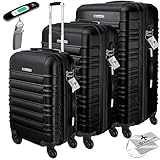 KESSER® 3tlg. Hartschalenkofferset Hartschalenkoffer Reisekoffer Set Reisekofferset Trolley Koffer Inkl. Kofferwaage + Gepäckanhänger Rollkoffer Schloss 4 Rollen ABS-Hartschale Teleskopgriff M-L-XL