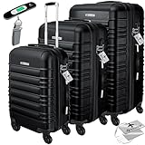 KESSER® 3tlg. Hartschalenkofferset Hartschalenkoffer Reisekoffer Set Reisekofferset Trolley Koffer Inkl. Kofferwaage + Gepäckanhänger Rollkoffer Schloss 4 Rollen ABS-Hartschale Teleskopgriff M-L-XL