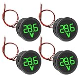 4 Stücke DC Voltmeter, Digital Voltmeter DC Wasserdichtes Digitalanzeige Voltmeter LED Anzeige Spannungsmesser für Auto Motorrad ATV SUV LKW Marine (Grün)