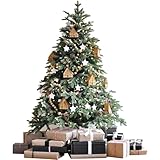 GUOQDAMI Künstlicher Baum Holzhaus-Weihnachtsbaum, Weihnachtsbaum mit Tannenzapfen-Ornamenten, künstlicher Baum für Weihnachten, Urlaub, Party, Heimdekoration