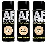 Alex Flittner Designs 3X RAL Lackspray Autolack Buntlack Spraydose RAL1001 BEIGE matt