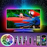 HUEMIHUI 5M LED TV Hintergrundbeleuchtung, Dream Color LED Strip mit Fernbedienung APP Steuerung, USB betrieben, für 65-75 Zoll Fernseher und PC