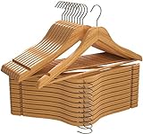 Utopia Home Premium Kleiderbügel Holz 20 Stück, Holzbügel mit 360 Grad Drehbarem Haken, Rutschfester Hosensteg - Natürliche