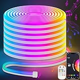 Lamomo LED Strip 10m, Neon Led Streifen APP Steuerung, Wasserdichte Flexible Aussenbereich RGB Led Leiste, Musik Sync 24V Indirekte Beleuchtung Band für Wohnzimmer,Schlafzimmer, Spielzimmer