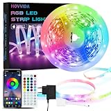 HOVVIDA LED Strip 5M, 30 LEDs/Meter, 150 LED, RGB LED Streifen, APP und Fernbedienung, Musikmodus, Timing-Modus, LED für Zimmer, Wohnzimmer, Küche, Schlafzimmer, Bar, Party