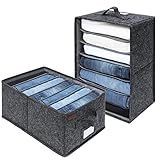 MEKAA® Hosen Organizer Für Kleiderschrank - 2er-Set - Perfekte Schrank Organizer Ihrer Hosen, Pullover etc. - Stapelbare & Faltbare Kleiderschrank Organizer - Anthrazit - L40*B28*H20cm