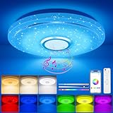 TOPPLEE Led Deckenleuchte Dimmbar,RGB Farbwechsel Deckenlampe mit Fernbedienung,Sternenhimmel Lampe für Kinderzimmer,Schlafzimmer,Wohnzimmer