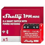 Shelly 1PM Mini Gen3 | WLAN & Bluetooth Smart Relais Schalter, 1 Kanal 8A mit Strommessung | Unterputz Lichtschalter | Kompatibel mit Alexa und Google Home | iOS-Android-App | Kein Hub erforderlich