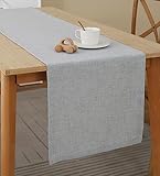 Tischläufer Leinenoptik Tischwäsche, Abwaschbar & Fleckenabweisend Table Runner, Läufer Tisch Deko Tischband Tafeltuch Tischtuch, Tischläufer Für Esszimmer Party Urlaub Dekoration (Grau,40 x 140cm)