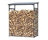 QUICK STAR Metall Kaminholzregal Anthrazit 143 x 70 x 185 cm Garten Kaminholzunterstand 1,8 m³ / 2,5SRM Kaminholzlager Stapelhilfe Aussen