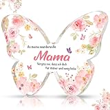 Vihugy Geschenke für Mama Muttertagsgeschenk Geburtstagsgeschenk Schmetterlingsförmig Acryl Plakette Mutter Geschenke für Geburtstag Muttertag Weihnachten