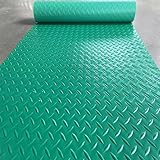 Gummimatte 2,5 mm dicke, strapazierfähige Garagenbodenmatte aus Gummi, 4/8/10/14/16 Fuß abriebfeste Bodenbelagsrolle, rutschfeste Gummimatte mit geprägtem Rautenplattenmuster ( Color : Green , Size :
