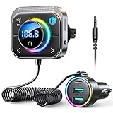 JOYROOM Bluetooth 5.3 Adapter Auto,【Bass Boosted & Hi-Fi Stereo】Musik FM Transmitter ,【30W PD & Dual 18W QC 3.0】Freisprechanlage für Unterstützung Aux Ausgang & TF Karte