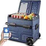 AAOBOSI Kompressor Kühlbox, Auto Kühlbox Mit USB-Anschluss, 55L Zwei Zonen und Doppeltüren, Elektrische Kühlbox bis -20 °C für Auto, Lkw, Boot, Reisemobil,Camping