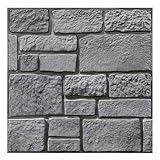 Commomy 10 Stück Fieldstone 3D-Wandpaneele, 30 x 30 cm Selbstklebend Wandpaneele Steinoptik, PVC Backstein Tapete, Wandverkleidung Steintapete für Innenwanddekoration, Wohnzimmer, Schlafzimmer, Kamin