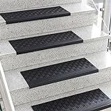 KARAT Stufenmatte aus Gummi - 5er Set - 25 x 65 cm - wetterfeste & Rutschhemmende Treppenstufen Matten - Gummistufenmatte für Außen - Treppenauflage - Antirutschmatte Diamond