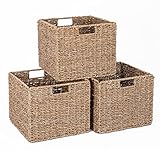 3er-Set Kallax Expedit Regal Korb/Kallax Korb Geflochten / 30 x 30 x 26H cm/Seegras Regalkorb/Faltkorb Flechtkorb/Regalbox Storage Box/Aufbewahrungskorb Regalkorb Faltbar