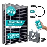 PIANETA Balkonkraftwerk 830W / 800w 2 x 415w der Marken Ja Solar Module, Wechselrichter drosselbar auf 600w plus 3 m Schukokabel