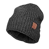 OZERO Winter Beanie Mütze,Thermo Strickmütze Laufmützen Wintermütze für Herren und Damen, Grau(Dicker Faden), 2