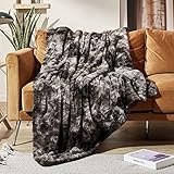 MOOFUN Kunstfell-Überwurfdecke, 203 x 152 cm, weich, flauschig, gemütlich, warm, flauschig, strapazierfähige Decke für Couch und Bett, Braun