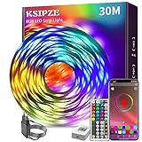 KSIPZE Led Strip 30m RGB LED Streifen mit Fernbedienung Bluetooth Musik Sync Timer-Einstellung Dimmbar Farbwechsel Led Lichterkette Lichtband Leiste Band für Zuhause Partei