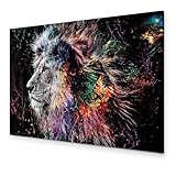 murando - Wandbilder XXL Tiere 90x60 cm 1 tlg - Wand Deko Leinwandbild Leinwand Bilder Bilder Wohnzimmer Bild Schlafzimmer Leinwandbilder Wandbild Groß - Löwe Abstrakt Schwarz und Bunt g-C-0269-b-a