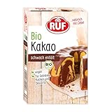 RUF Bio-Kakao schwach entölt, Kakao-Pulver in Bio-Qualität, als Back-Kakao und Trink-Schokolade, glutenfrei, vegan und zuckerfrei, 125g