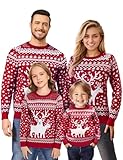 Namatime Rentier Weihnachtspullover Kinder Weihnachten Strickpullover Weihnachtspulli Langarm Weich Strickpulli Ugly Christmas Sweater für Jungen, Mädchen Kind-Rot 2 Jahre