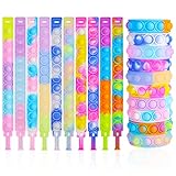 Fanshiontide Pop Armband It, 10 Stück Wristband Fidget Dekompression Spielzeug Set, Silikon Regenbogen Baby Sensorik Spielzeug Geschenke für Kinder Jungen Mädchen Stressabbau & Anti-Angst(Mehrfarbig)