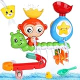 BBLIKE Badewannenspielzeug für Babys, Kinder Wasser Dusche Badespielzeug mit BAU-Puzzle Autorennbahn 14 Stück Spielzeug, Adventsgeschenke, Kinder Baby ab 18 Monate+