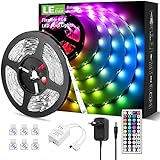 LE 5M RGB LED Strip Set, 5050 SMD LED Streifen, 12V, Selbstklebend LED Strips, Flexibel LED Band, LED Leiste, LED Lichtband IP20, Netzteil und Controller enthalten