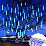 Probuk Weihnachten Lichterkette Außen,Meteor Duschlichter 30cm 8 Tube,LED Eiszapfen Lichterkette,für Weihnachtsbaum Halloween Dekoration Party,Weihnachtsdekorationen Außenhof,Blau