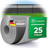 Novatool Premium PP 25m Rolle Sichtschutzstreifen für Doppelstabmattenzaun Fenster GRAU für 10 Reihen Stabmattenzaun Sichtschutzstreifen langlebig & witterungsbeständig Zaunelemente Sichtschutz