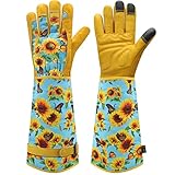 Gartenhandschuhe für Damen und Herren,Dornensicher Gartenhandschuhe Lange,Rosenhandschuhe Beschneiden von Rosen,Schaffell Gartenhandschuhe mit Unterarmschutz,Leder Gartenhandschuhe für Garten oder Hof