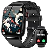 LLKBOHA Smartwatch-Herren-Damen-mit Telefonfunktion - 1.85' Smart Watch mit SpO2/Herzfrequenzmonitor Schlafmonitor, Schrittzähler, IP68 wasserdichte Fitnessuhr, für iOS und Android