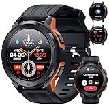 OUKITEL Smartwatch Herren BT10, 5ATM Wasserdicht Fitness Watch 123 Sportmodi Tracker, 1,43' AMOLED Display, 410mAh Akku reicht für 15 Tage, Armbanduhr mit Pulsmesser Schlafmonitor für Android iOS