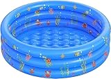 LATERN Planschbecken für Kinder, 100CM x 40CM Aufblasbar Baby Schwimmbad 3 Klingeln PVC rutschfest Bade Wannenpools für Kinder Familie Outdoor Garten Hinterhof Wasserspiel (Blau)