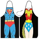 DXDXDXD Superman Schürze, Paarschürze, Wonder Woman Schürze, lustige Schürze 2 Sets GrillschüRze Humorvolle KochschüRze Superman-Version FüR Paare Wonder Woman Schürze