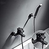 Messing Schwarz Duschset Badezimmer Wasserhahn Wand Regenduschkopf Mixer mit Handbrause Set Einhand-Duschsystem,Flexibles Design
