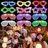 Rosedreamer LED Brille für Party 12 Stück Neon Leuchtbrille Flashing LED Sonnenbrille Partybrille Shutter Shades Brille für Geburtstag Weihnachten Karneval Partydekoration für Kinder Erwachsene