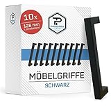 Pangaea Tech 10x Schrankgriffe Schwarz - Lochabstand 128mm - elegante Küchengriffe Schwarz aus Edelstahl im Landhaus-Stil - Griffe Möbel, Möbelgriffe schwarz, Griffe schwarz