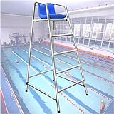 SAFWELAU Hoher Hocker Schwimmbadleiter 120 cm/150 cm/180 cm hoch Pool-Rettungsschwimmerstühle, Robuster Edelstahl Erhöhter Rettungsschwimmerstuhl für Erwachsene/Sporttrainer/Kinder, Belastbar mit 300