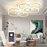 Narwhal Dimmbar LED Deckenleuchte Modern Deckenlampe 102 Watt Weiß Flach Design Wohnzimmerlampe mit Fernbedienung, Warm Natur Kalt Deckenbeleuchtung für Schlafzimmer Wohnzimmer Flur Büro und Balkon