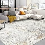 Capslpad Beige Abstraktes Teppich Wohnzimmer 200x300cm rutschfest Kurzflor Kunstwolle Schlafzimmer Teppich Waschbar Minimalistisch Bettvorleger Teppiche für Wohnzimmer Schlafzimmer Büro Bereich Dekor